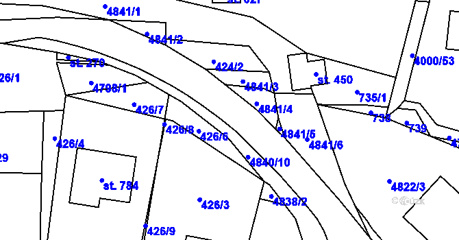Parcela st. 4840/9 v KÚ Pomezí, Katastrální mapa