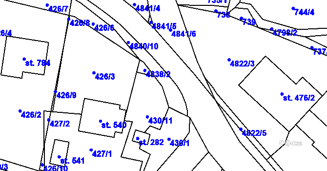 Parcela st. 4840/10 v KÚ Pomezí, Katastrální mapa
