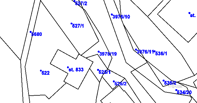 Parcela st. 3976/19 v KÚ Pomezí, Katastrální mapa
