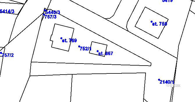 Parcela st. 867 v KÚ Pomezí, Katastrální mapa