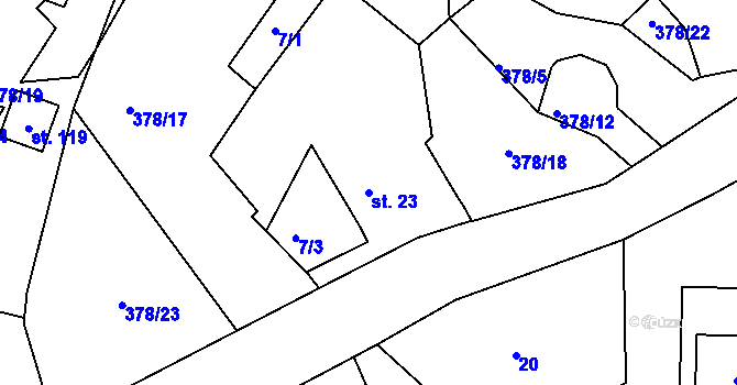 Parcela st. 23 v KÚ Dolní Hraničná, Katastrální mapa