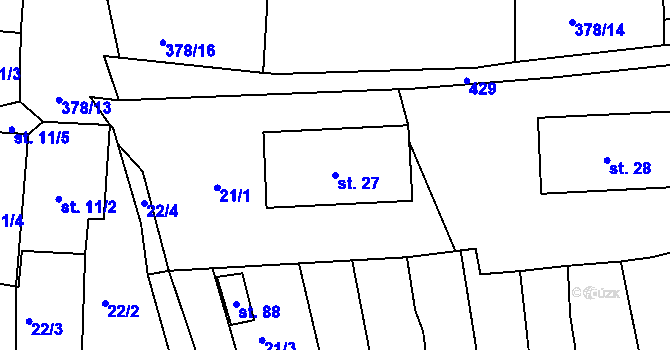 Parcela st. 27 v KÚ Dolní Hraničná, Katastrální mapa