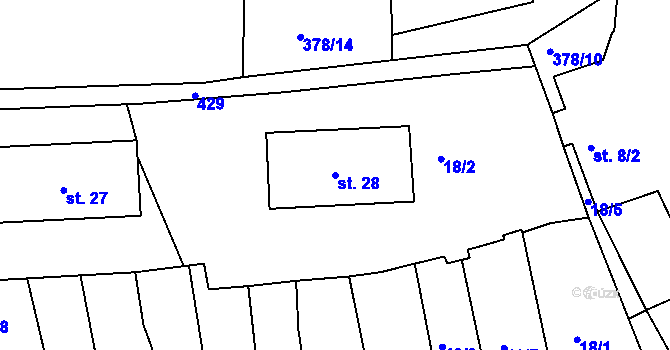 Parcela st. 28 v KÚ Dolní Hraničná, Katastrální mapa