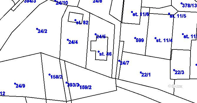 Parcela st. 46 v KÚ Dolní Hraničná, Katastrální mapa