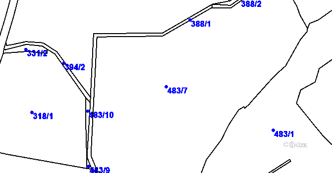 Parcela st. 483/7 v KÚ Dolní Hraničná, Katastrální mapa