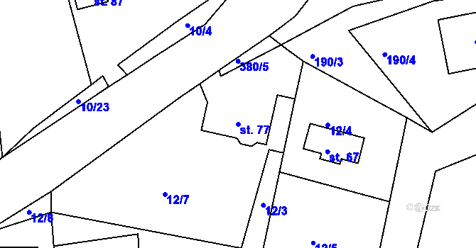 Parcela st. 77 v KÚ Dolní Hraničná, Katastrální mapa