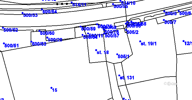 Parcela st. 18 v KÚ Pomezí nad Ohří, Katastrální mapa
