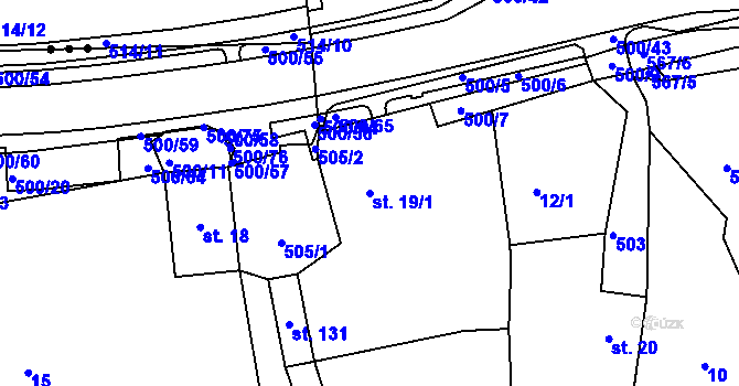Parcela st. 19/1 v KÚ Pomezí nad Ohří, Katastrální mapa