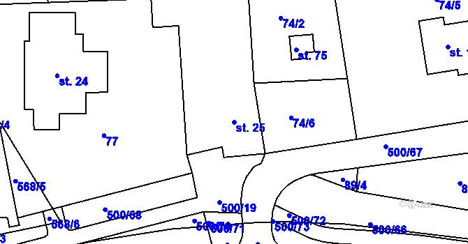 Parcela st. 25 v KÚ Pomezí nad Ohří, Katastrální mapa