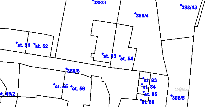 Parcela st. 53 v KÚ Pomezí nad Ohří, Katastrální mapa