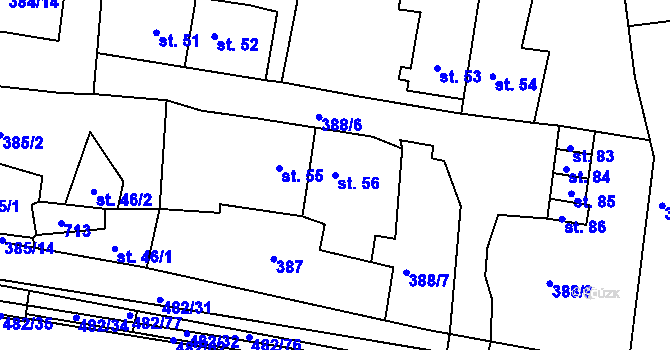 Parcela st. 56 v KÚ Pomezí nad Ohří, Katastrální mapa