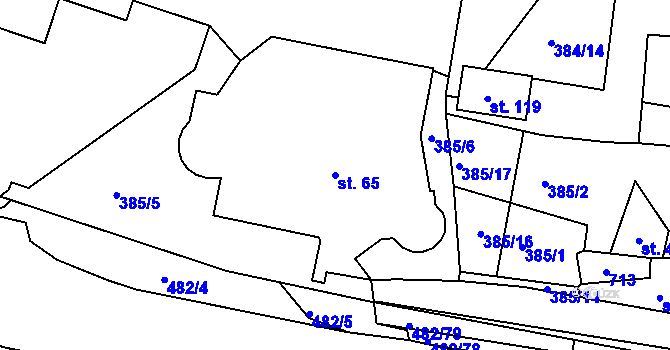 Parcela st. 65 v KÚ Pomezí nad Ohří, Katastrální mapa