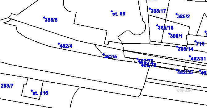 Parcela st. 482/5 v KÚ Pomezí nad Ohří, Katastrální mapa