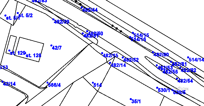 Parcela st. 482/15 v KÚ Pomezí nad Ohří, Katastrální mapa