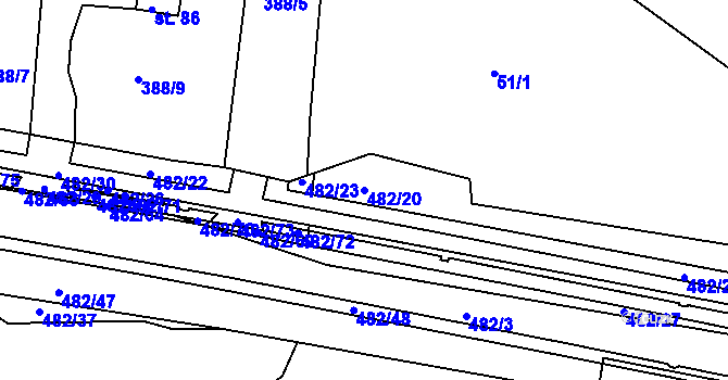 Parcela st. 482/20 v KÚ Pomezí nad Ohří, Katastrální mapa