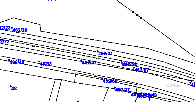 Parcela st. 482/21 v KÚ Pomezí nad Ohří, Katastrální mapa
