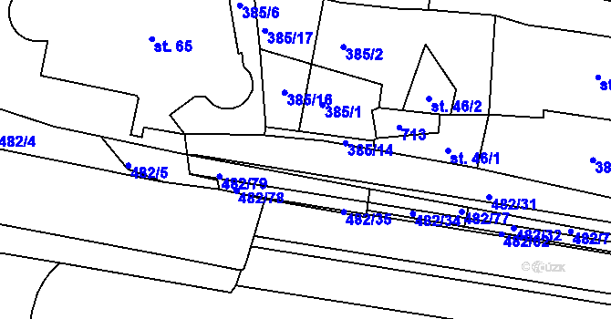 Parcela st. 482/36 v KÚ Pomezí nad Ohří, Katastrální mapa