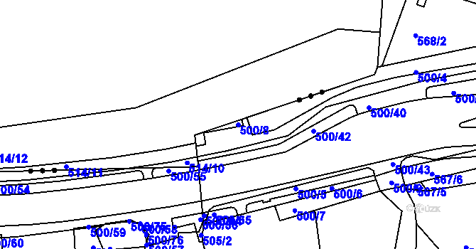 Parcela st. 500/8 v KÚ Pomezí nad Ohří, Katastrální mapa