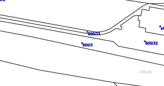 Parcela st. 600/3 v KÚ Pomezí nad Ohří, Katastrální mapa