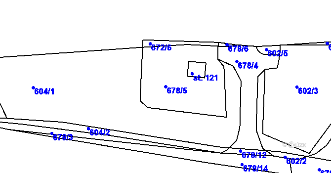 Parcela st. 678/5 v KÚ Pomezí nad Ohří, Katastrální mapa