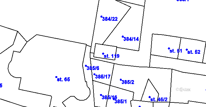 Parcela st. 119 v KÚ Pomezí nad Ohří, Katastrální mapa