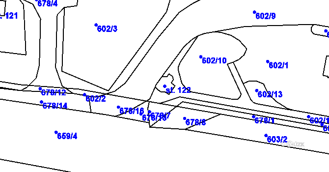 Parcela st. 122 v KÚ Pomezí nad Ohří, Katastrální mapa