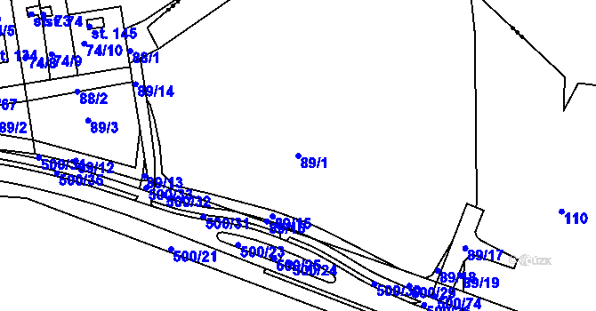 Parcela st. 89/1 v KÚ Pomezí nad Ohří, Katastrální mapa