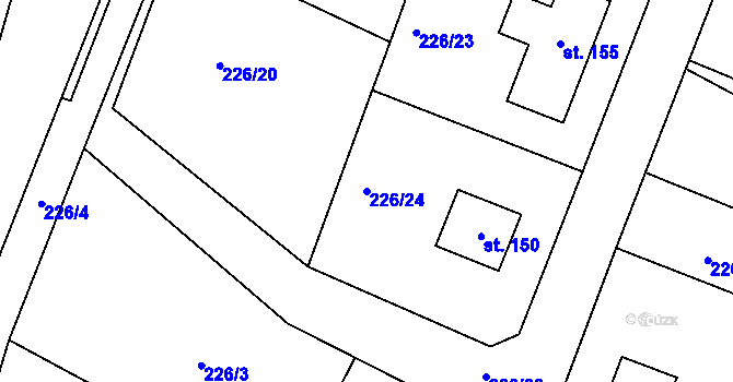 Parcela st. 226/24 v KÚ Pomezí nad Ohří, Katastrální mapa