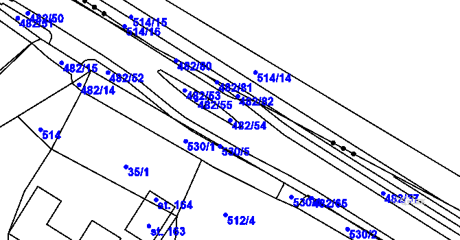 Parcela st. 482/54 v KÚ Pomezí nad Ohří, Katastrální mapa