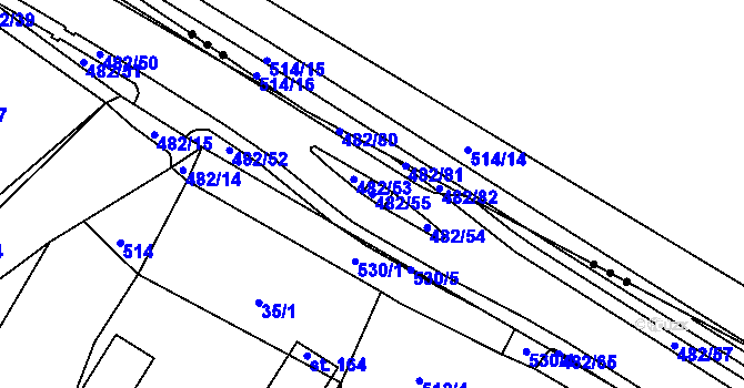 Parcela st. 482/55 v KÚ Pomezí nad Ohří, Katastrální mapa