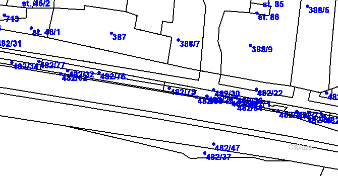 Parcela st. 482/75 v KÚ Pomezí nad Ohří, Katastrální mapa