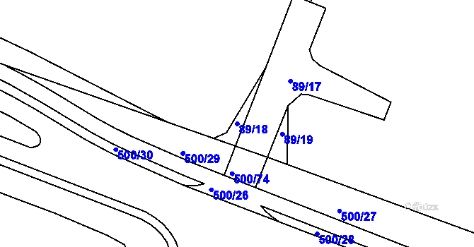 Parcela st. 89/18 v KÚ Pomezí nad Ohří, Katastrální mapa