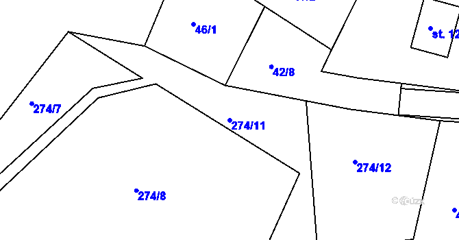 Parcela st. 274/11 v KÚ Pomezí nad Ohří, Katastrální mapa