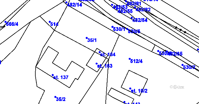 Parcela st. 164 v KÚ Pomezí nad Ohří, Katastrální mapa
