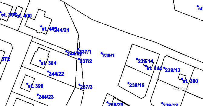 Parcela st. 239/1 v KÚ Tůně, Katastrální mapa
