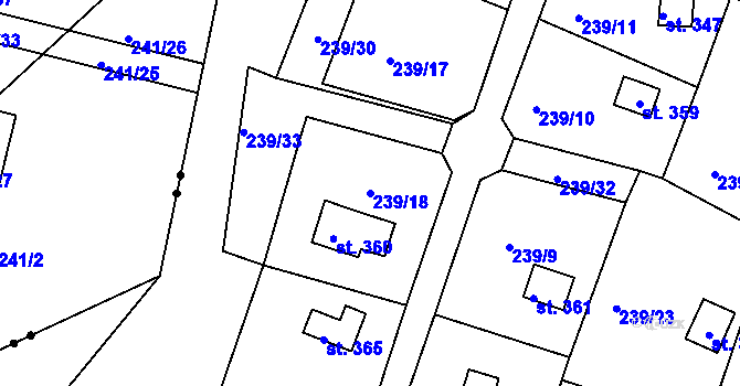 Parcela st. 239/18 v KÚ Tůně, Katastrální mapa