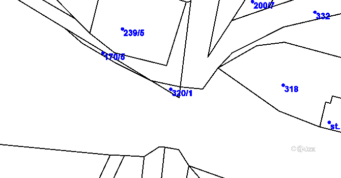 Parcela st. 320/1 v KÚ Tůně, Katastrální mapa