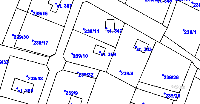 Parcela st. 359 v KÚ Tůně, Katastrální mapa
