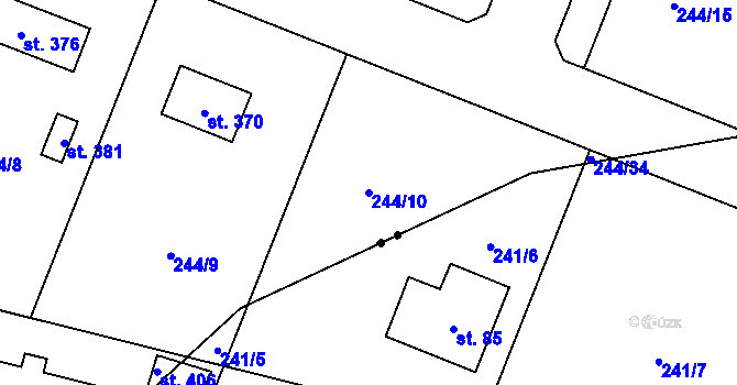Parcela st. 244/10 v KÚ Tůně, Katastrální mapa