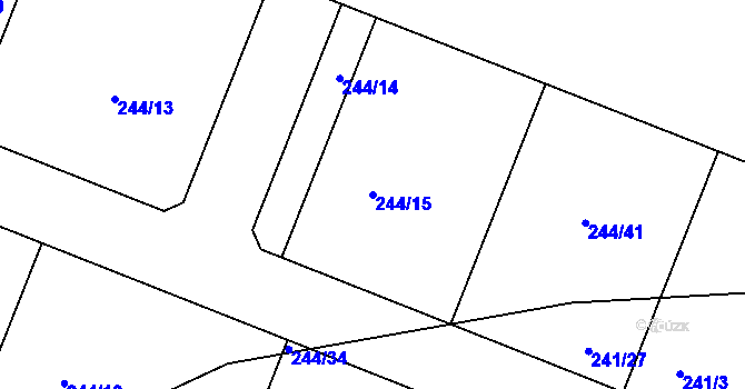 Parcela st. 244/15 v KÚ Tůně, Katastrální mapa