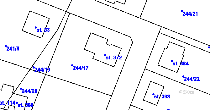 Parcela st. 372 v KÚ Tůně, Katastrální mapa