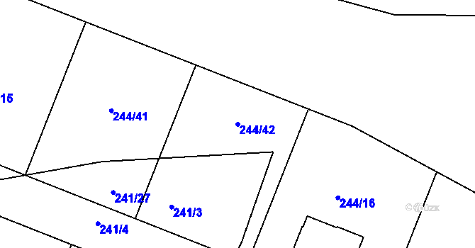Parcela st. 244/42 v KÚ Tůně, Katastrální mapa