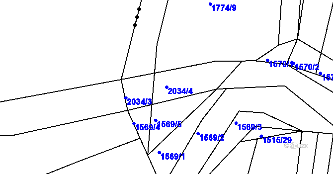 Parcela st. 2034/4 v KÚ Ponědraž, Katastrální mapa