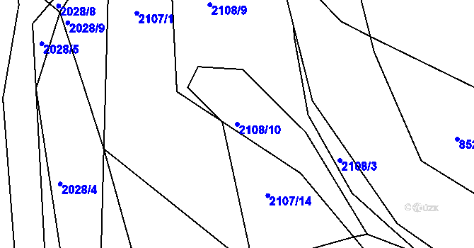 Parcela st. 2108/10 v KÚ Ponědraž, Katastrální mapa