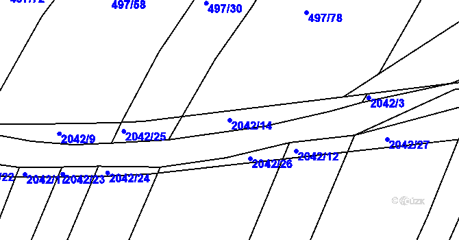 Parcela st. 2042/14 v KÚ Ponědraž, Katastrální mapa