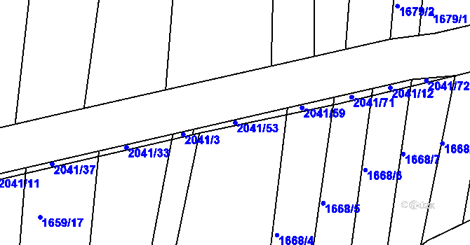 Parcela st. 2041/53 v KÚ Ponědraž, Katastrální mapa