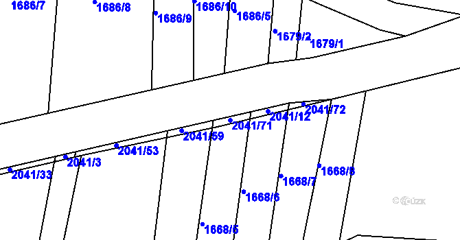 Parcela st. 2041/71 v KÚ Ponědraž, Katastrální mapa