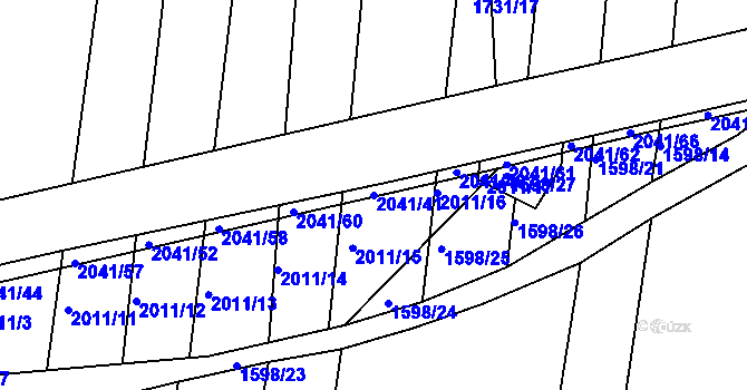 Parcela st. 2041/41 v KÚ Ponědraž, Katastrální mapa