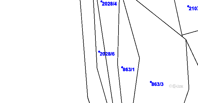 Parcela st. 2028/6 v KÚ Ponědraž, Katastrální mapa