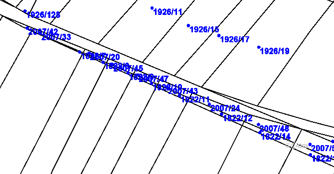 Parcela st. 2007/43 v KÚ Ponědraž, Katastrální mapa
